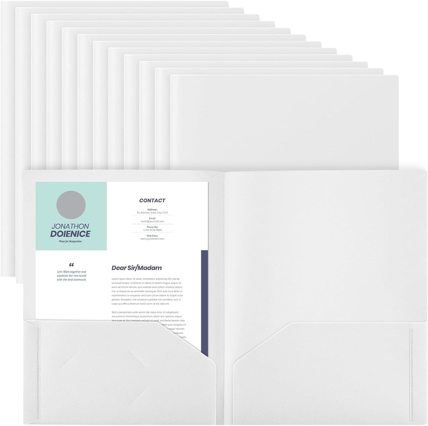 Gueevin 24 Pcs Plastic Folders with Pockets, Back to School Two Pocket Folder Fit Letter Size, Heavy Duty School Business Card Holder for Home Office, 11. 61 x 9. 45 Inches (White)