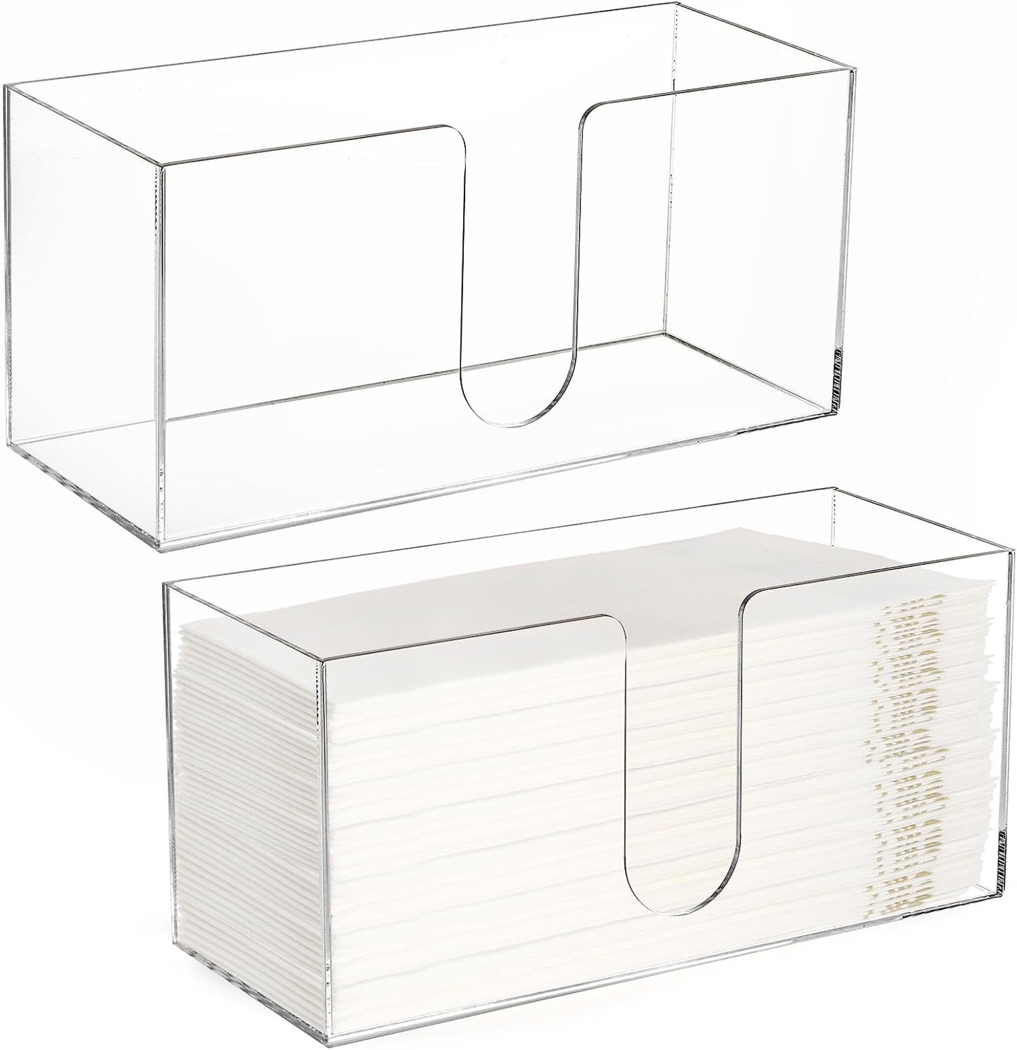 2 Pack Acrylic Paper Towel Holder, Folded Countertop Z-fold C-fold Trifold Napkin Dispenser, Clear Hand Towel Storage Holder Tray for Bathroom, Kitchen, Restaurant