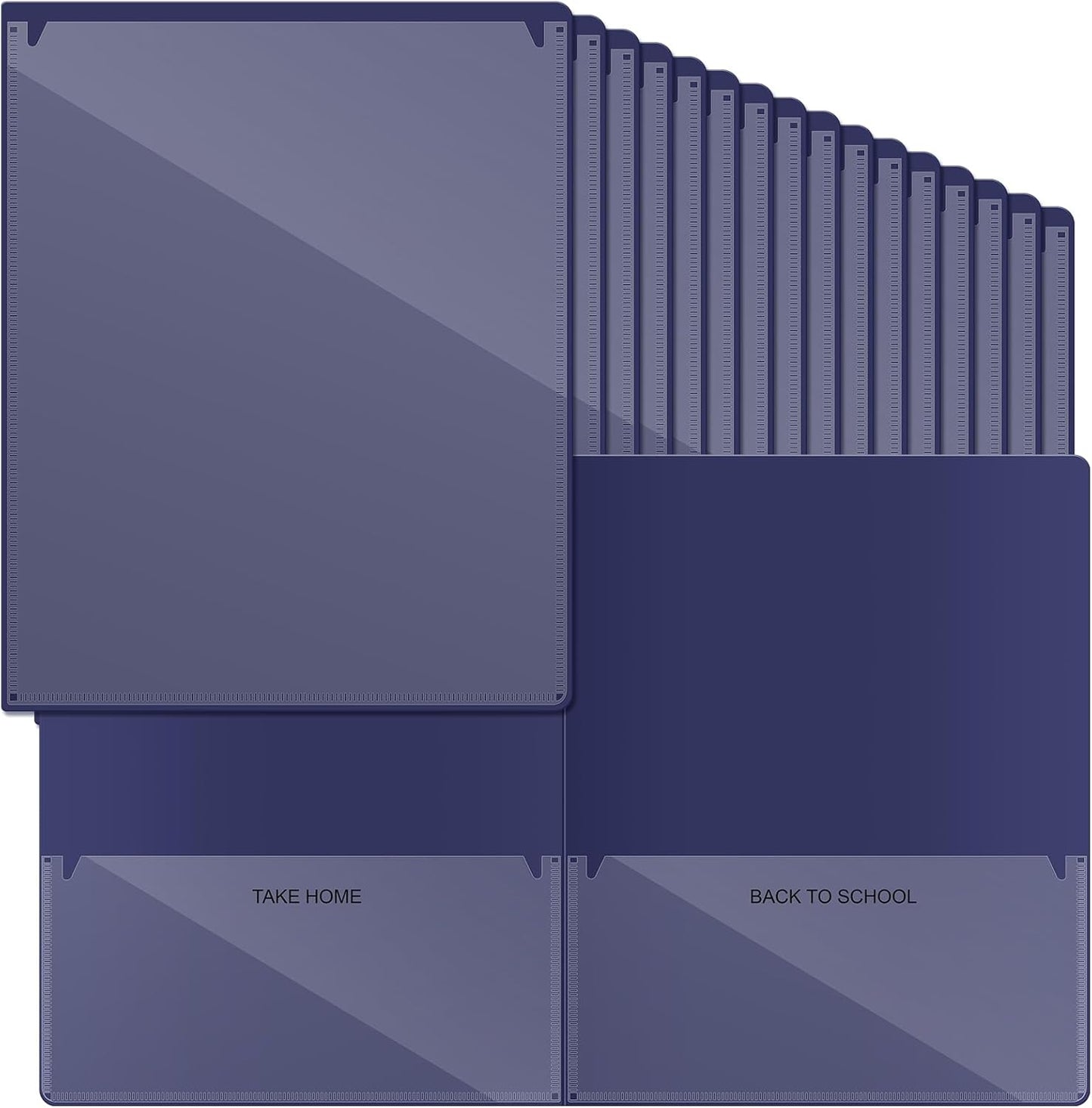 Henoyso 72 Pcs Plastic Take Home Folders with 2 Pockets Parent Teacher Classroom Communication Homework Folder for Students Parent Teacher Connect (Navy Blue)