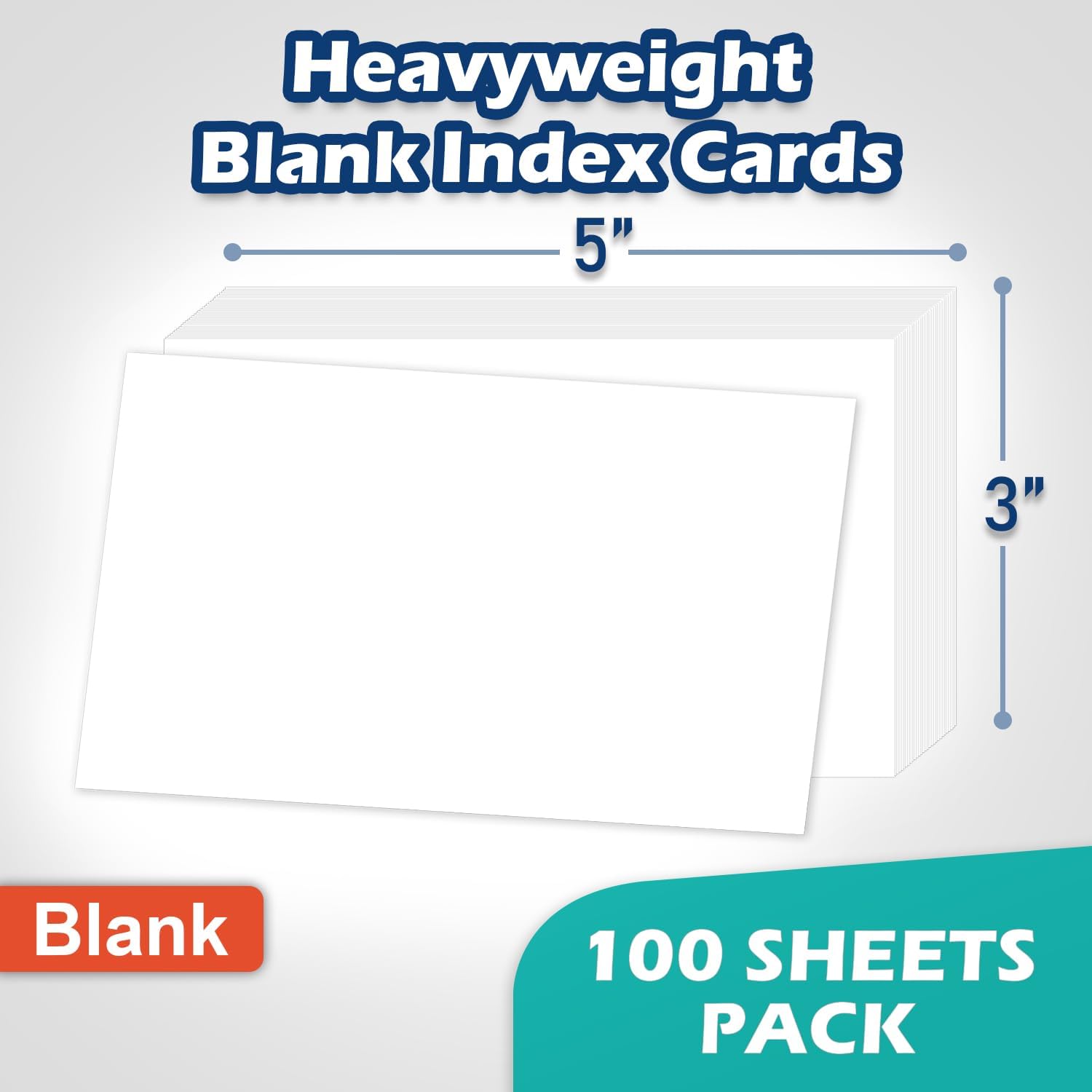 Blank Index Cards 3x5 Unlined Unruled Flash Note Cards 3" x 5", White, 100 Count, 200 GSM Heavy Weight