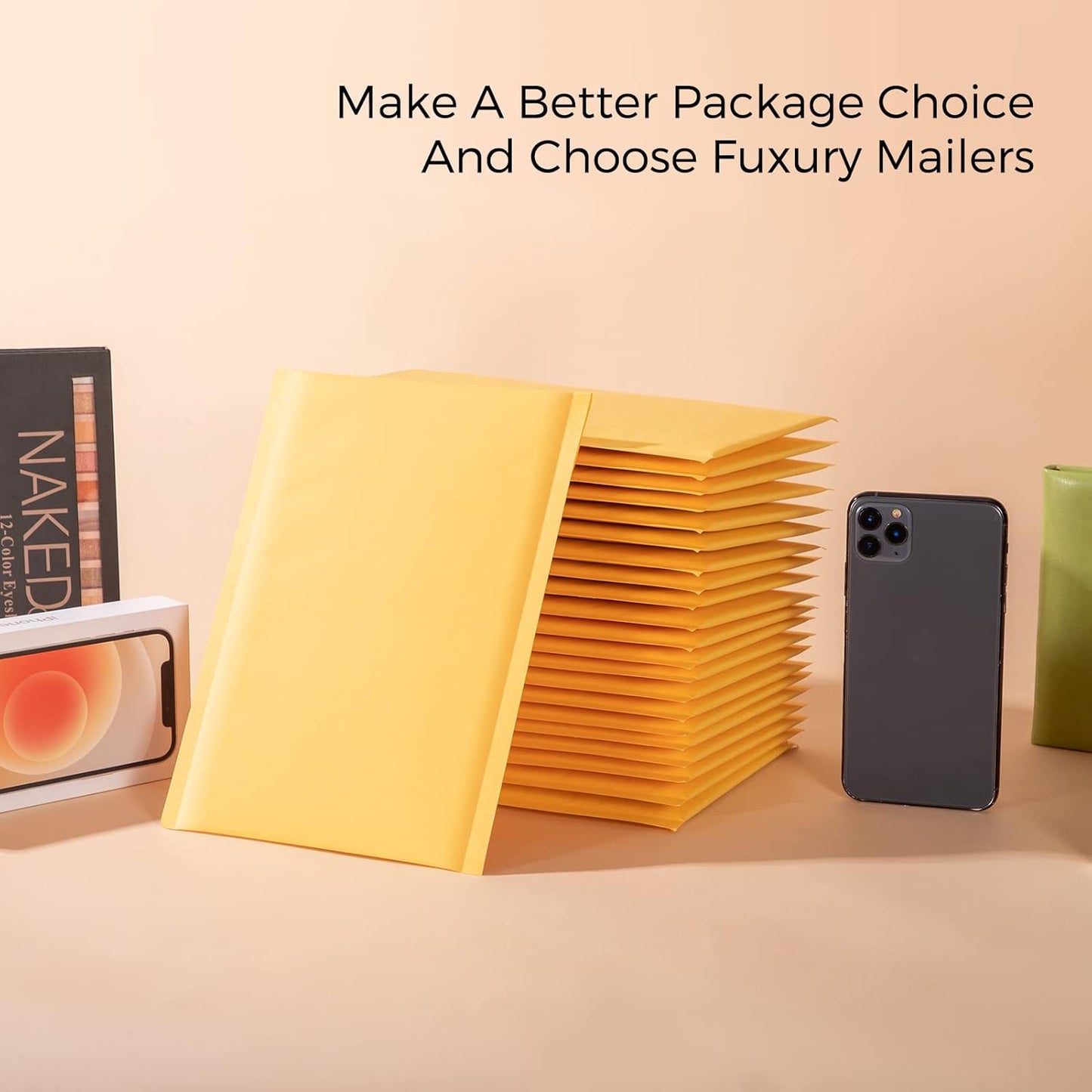 Fuxury Kraft Bubble Mailer 6x10 Inch 25 Pack,Strong Adhesion Padded Envelopes,Self Seal Bubble Envelopes, Waterproof Cushioned Padded Mailers Packaging for Small Business,Bulk #0 Mailers Yellow