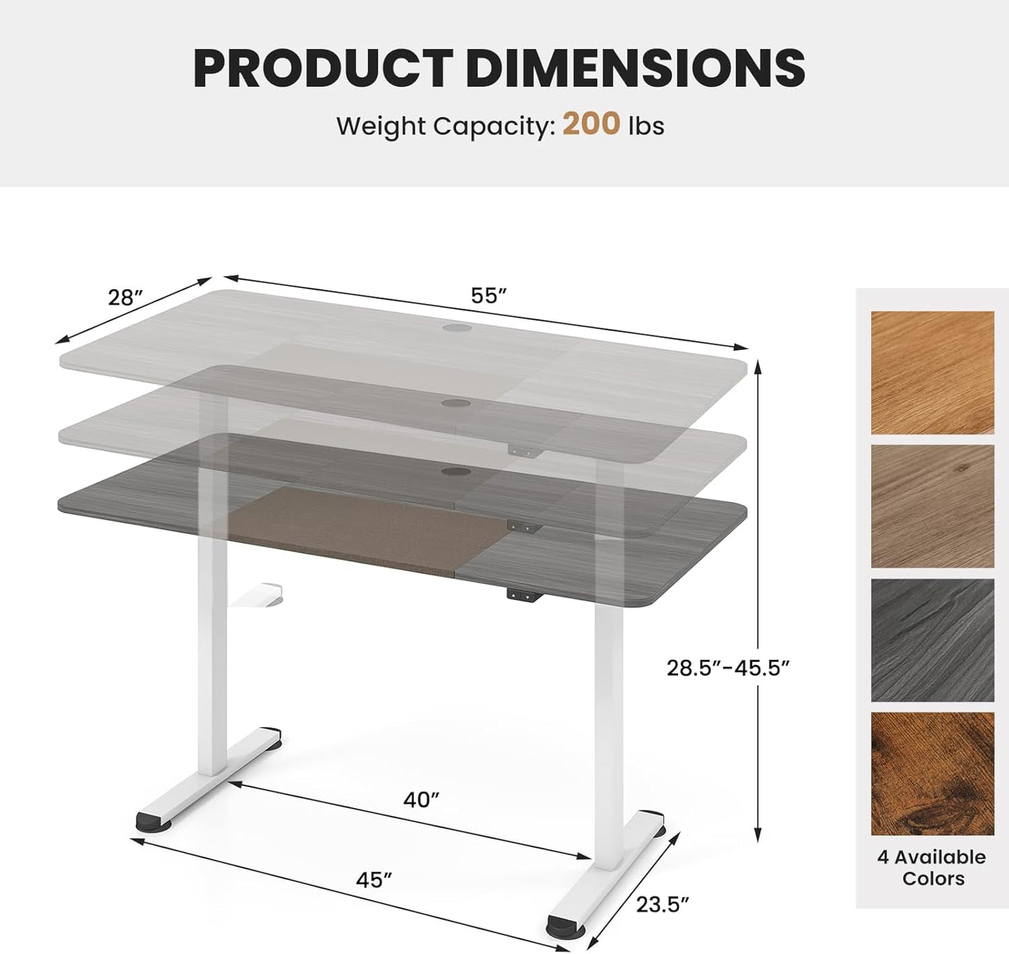 GOFLAME Height Adjustable Electric Standing Desk, 55 x 28 Inch Sit Stand Up Electric Desk with Headphone Hook, Ergonomic Standing Workstation, Electric Standing Desk with Metal Frame, Grey