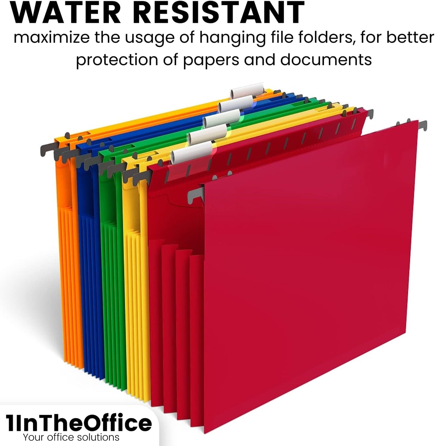 1InTheOffice Hanging File Folder, Hanging File Pocket, Expandable Hanging File Folder, Letter Size, Assorted Color, 5 Pack