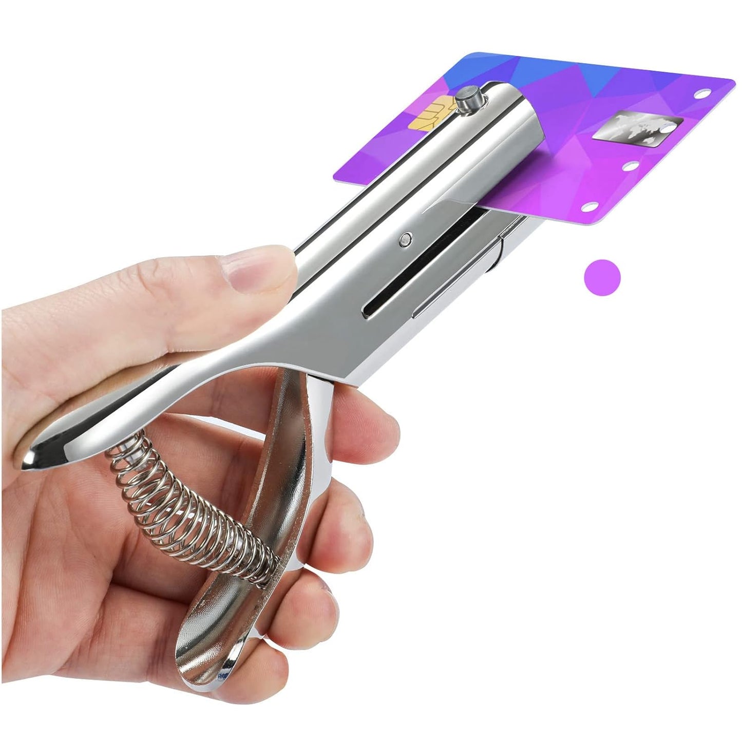 Hole Punch 5/16 inch Single Hole Punch,Heavy Duty Hole Puncher Single,Paper Punch Portable Hand Held Long Hole Puncher for Paper Cards Plastic Cardboard (Silver) (5/16"-8mm Hole)