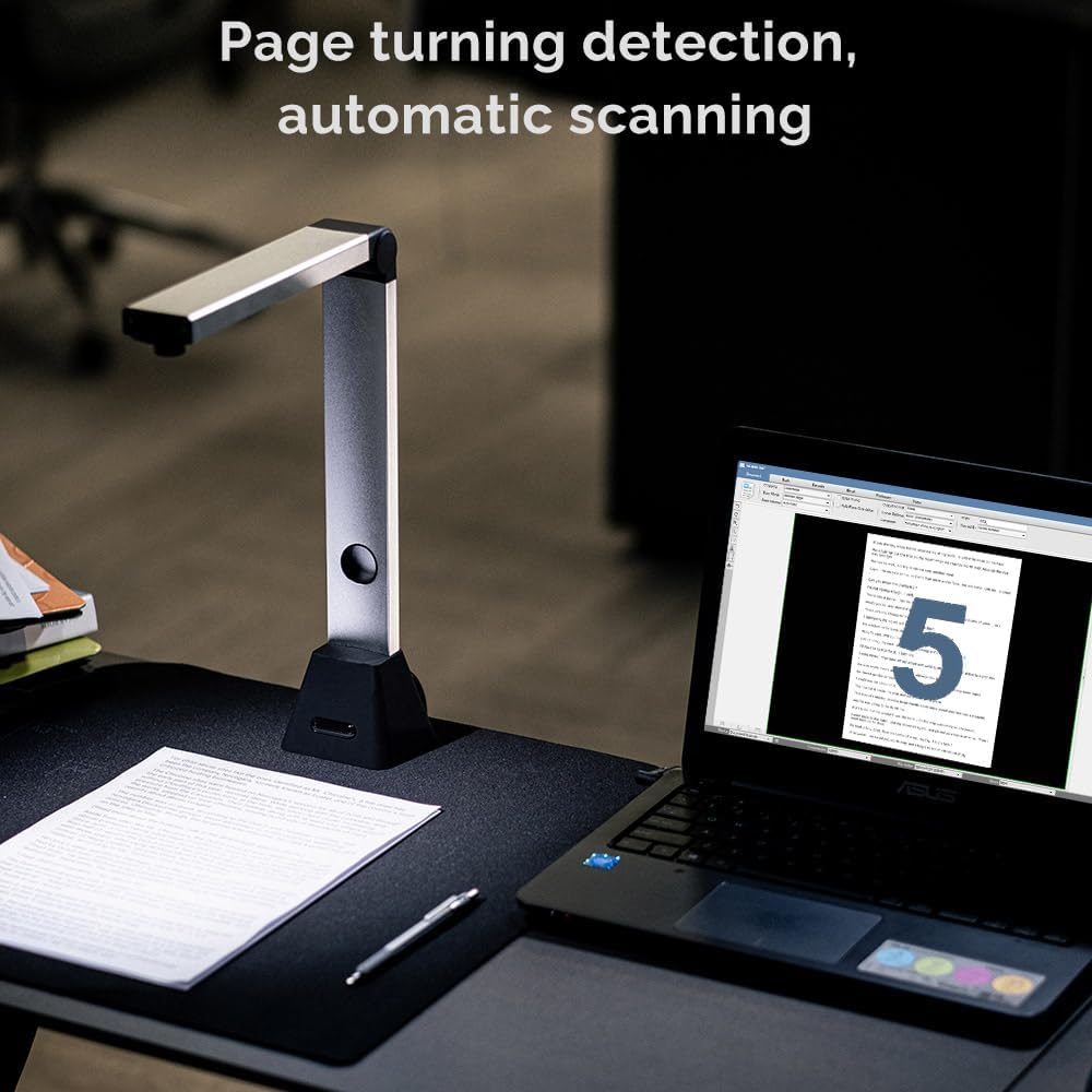 D800 Portable Document Camera: High Definition 13MP Document Scanner USB Visualizer Capture Size A3 Multilingual OCR Detection for Remote Lessons Office and Education, Not Compatible with Mac