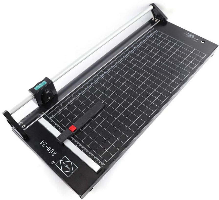 24 Inch Commercial Manual Precision Rotary Paper Trimmer Cutter,Heavy Duty,Smart Cut for Photo Paper, Film, Art Paper Jam, Office Paper, Thin Plastic Soft Board, PVC,Cutting Table 80x31.5cm