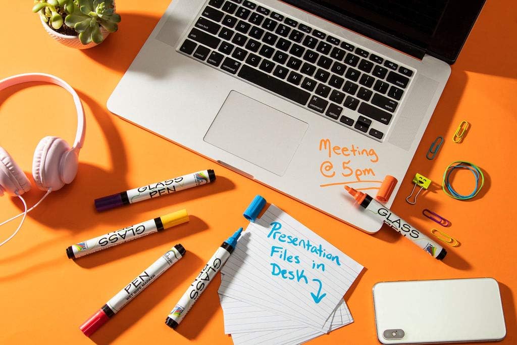 Glass Pen Window Marker: Liquid Chalk Pens for Glass, Whiteboard Markers with Washable Paint - Graduation, Car Windows, Mirror Pen, Storefront, Wedding, Parade, Party & Holiday (Orange, Fine Tip)