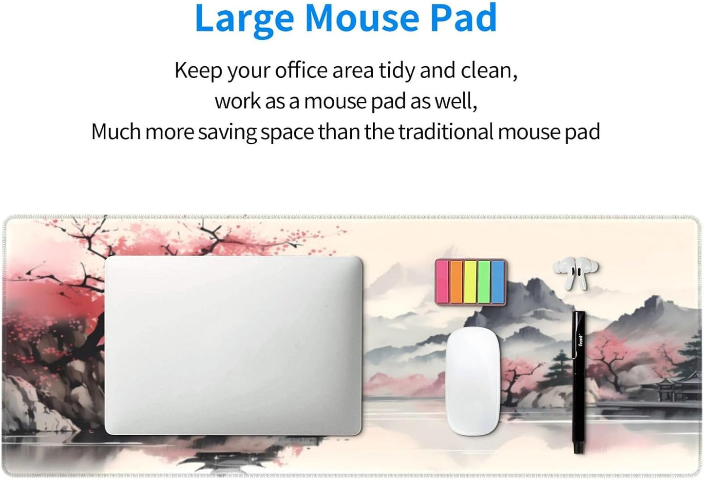 Gaming Mouse Pad Desk Pad,Extended Big Mouse Pad,31.5x11.8 Inch Long Computer Keyboard Mouse Mat Mousepad with 3mm Non-Slip Base and Stitched Edge for Gaming and Office