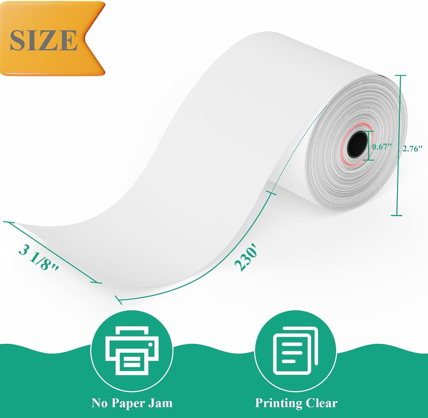 3 1/8" x 230' Thermal Paper Receipt Rolls, Premium Quality Thermal Printer Paper Compatible with Most POS Systems, Cash Registers,Credit Card Paper（20Rolls）