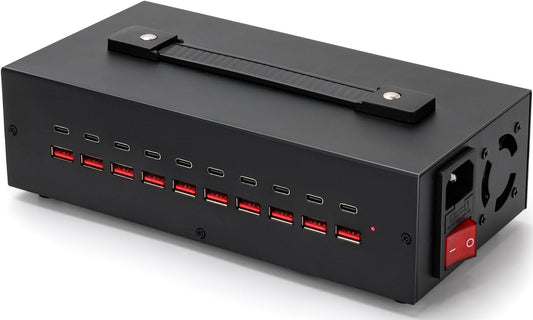 200W USB~c Charging Station, 20 Port (10 USB A & 10 USB~C Port) USB Charger Block, Fast Charging Station for Multiple Devices, Desktop Charger Compatible for iPhone, iPad, Tablets