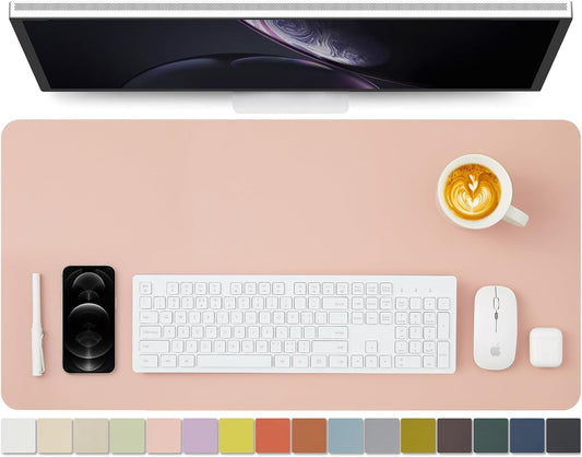 HOMIEAZICOZI Leather Desk Mat - Non-Slip PU Desk Pad for Office and Home - Desk Organization and Accessories - Ideal for Large Mouse Pad and Desk Mats on Top of Desks (Pink,31.5''x 15.7'') (DPD-P-M)