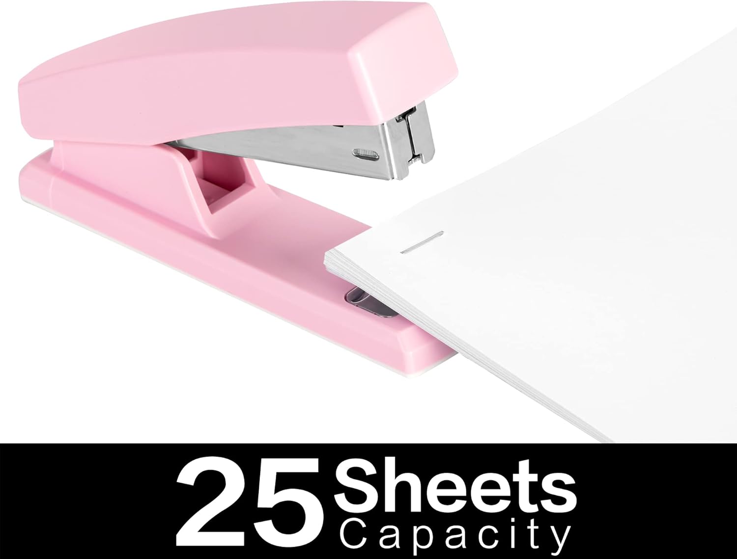 Deli Stapler, Desktop Staplers with 640 Staples, Office Stapler, 25 Sheet Capacity, Pink