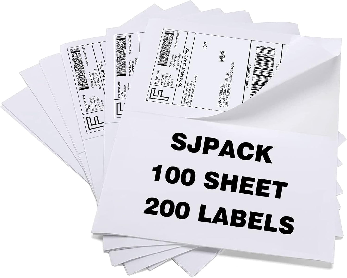 100 Half Sheet Shipping Labels 5-1/2" X 8-1/2" Address Blank Labels Laser/Ink Jet