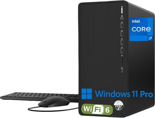 HP Pavilion Tower Desktop Computer, Intel 8-Core i7-10700F up to 4.8GHz, 64GB DDR4 RAM, 2TB PCIe SSD, GeForce GT 610 2GB, WiFi 6, Bluetooth, RJ-45, Type-C, KB & Mouse, Black, Windows 11 Pro, Tichang