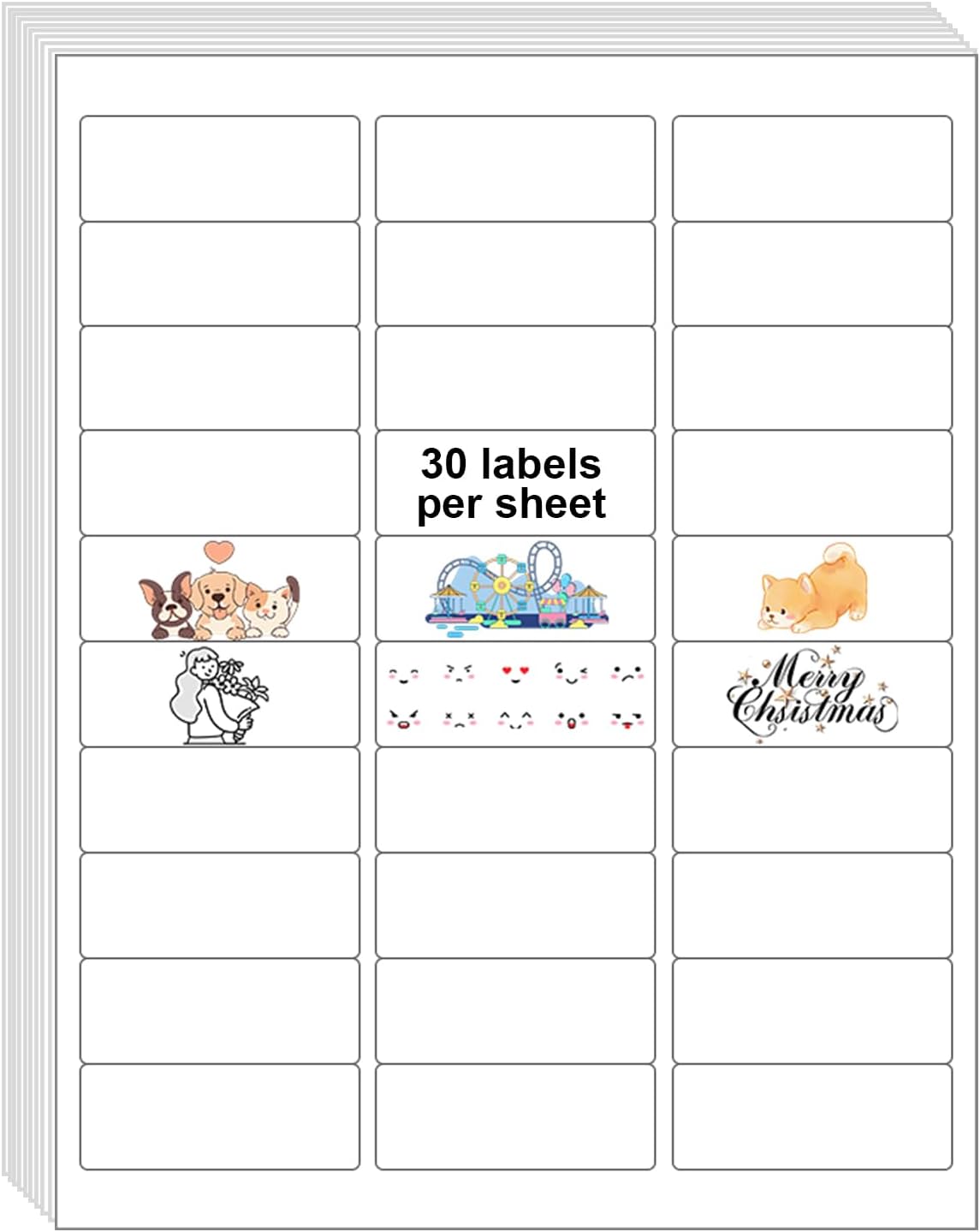 30 UP 15000 Stickers 500 Sheets 1" x 2-5/8" Shipping Return Address Labels for Laser Inkjet Printer, White Blank Mailing Labels