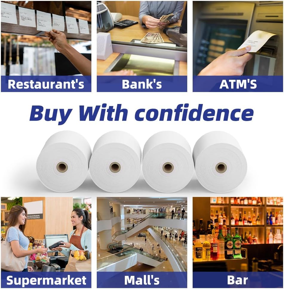 30 Rolls 3 1/8 x 230 Thermal Paper Receipt Rolls 55 GSM Premium Quality Thick paper For POS Cash Register BPA Free-Methdic