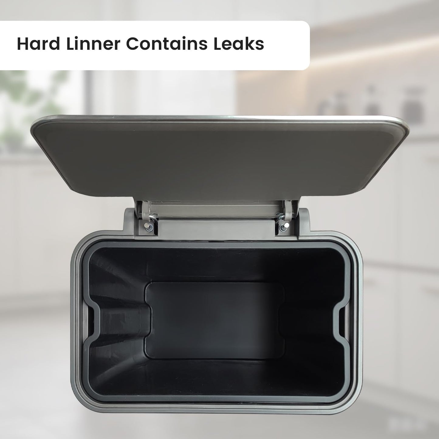 10 Gallon Stainless Steel Trash Can with Removable Inner Bucket, Soft Close Lid, and Hands-Free Foot Pedal - Modern Kitchen Waste Bin