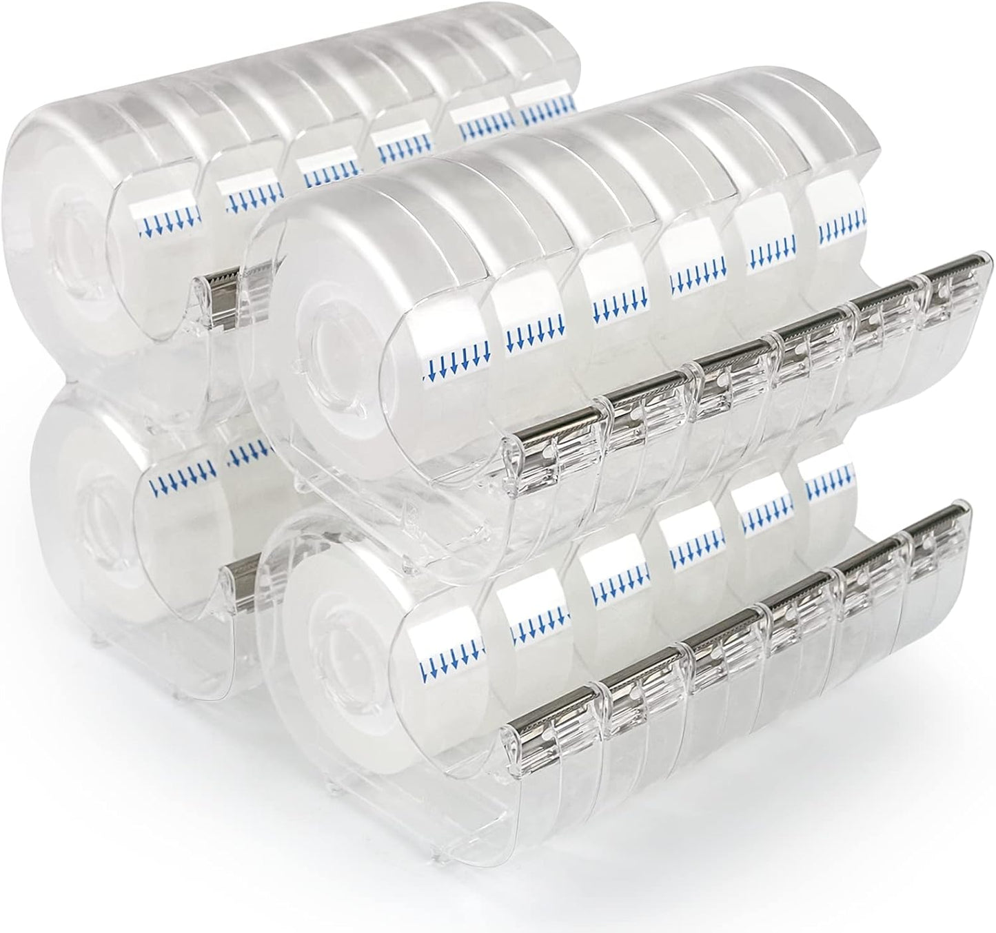 24 Pcs Transparent Tape with Dispenser, 0.7 in x 1000 in Clear Tapes and Refillable Dispensers, Office Tape Rolls with Dispenser Bulk for Craft Jobs, Gift Wrapping, Repairing, Home and School