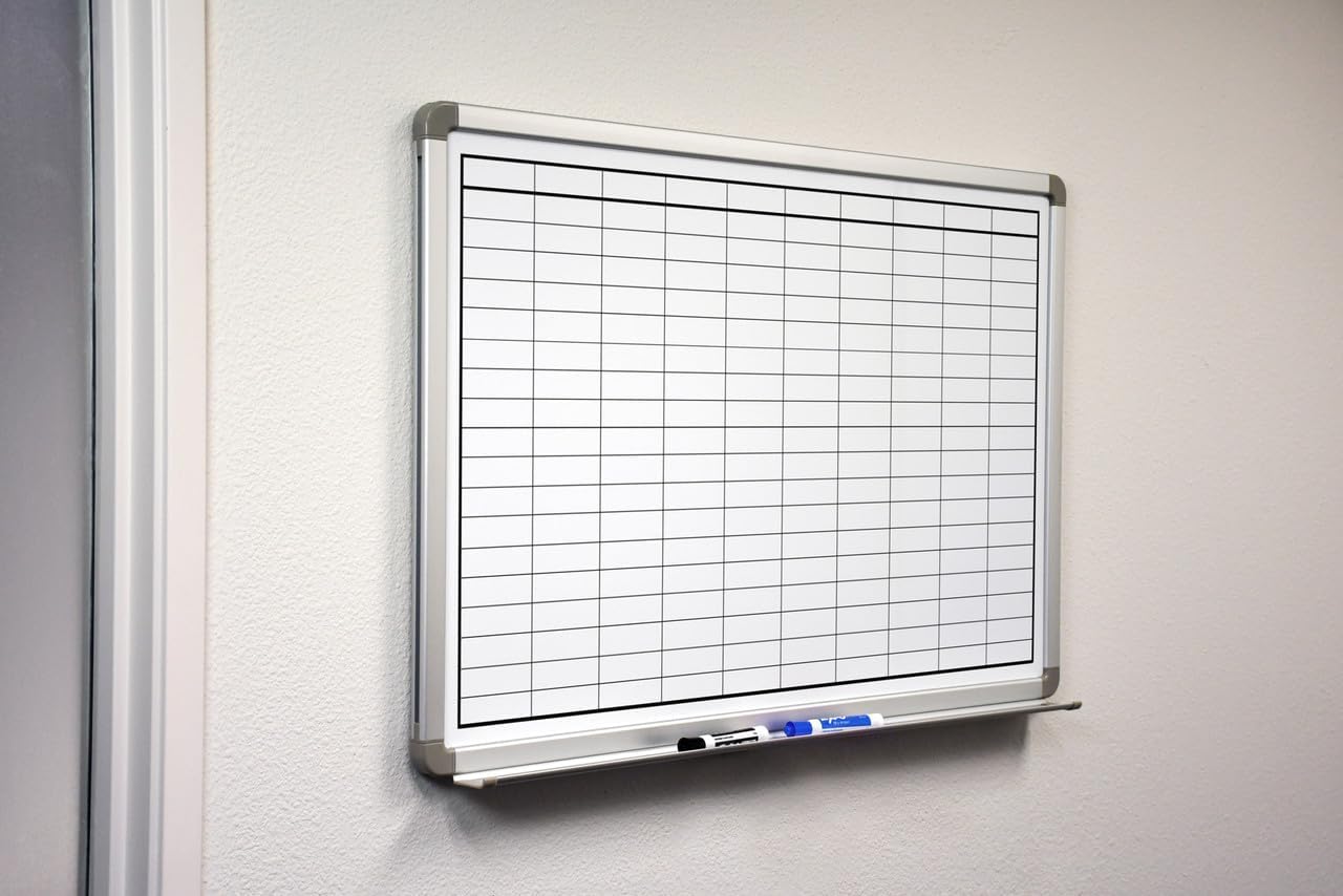 Blank Grid Dry-Erase Whiteboard 60" x 40"