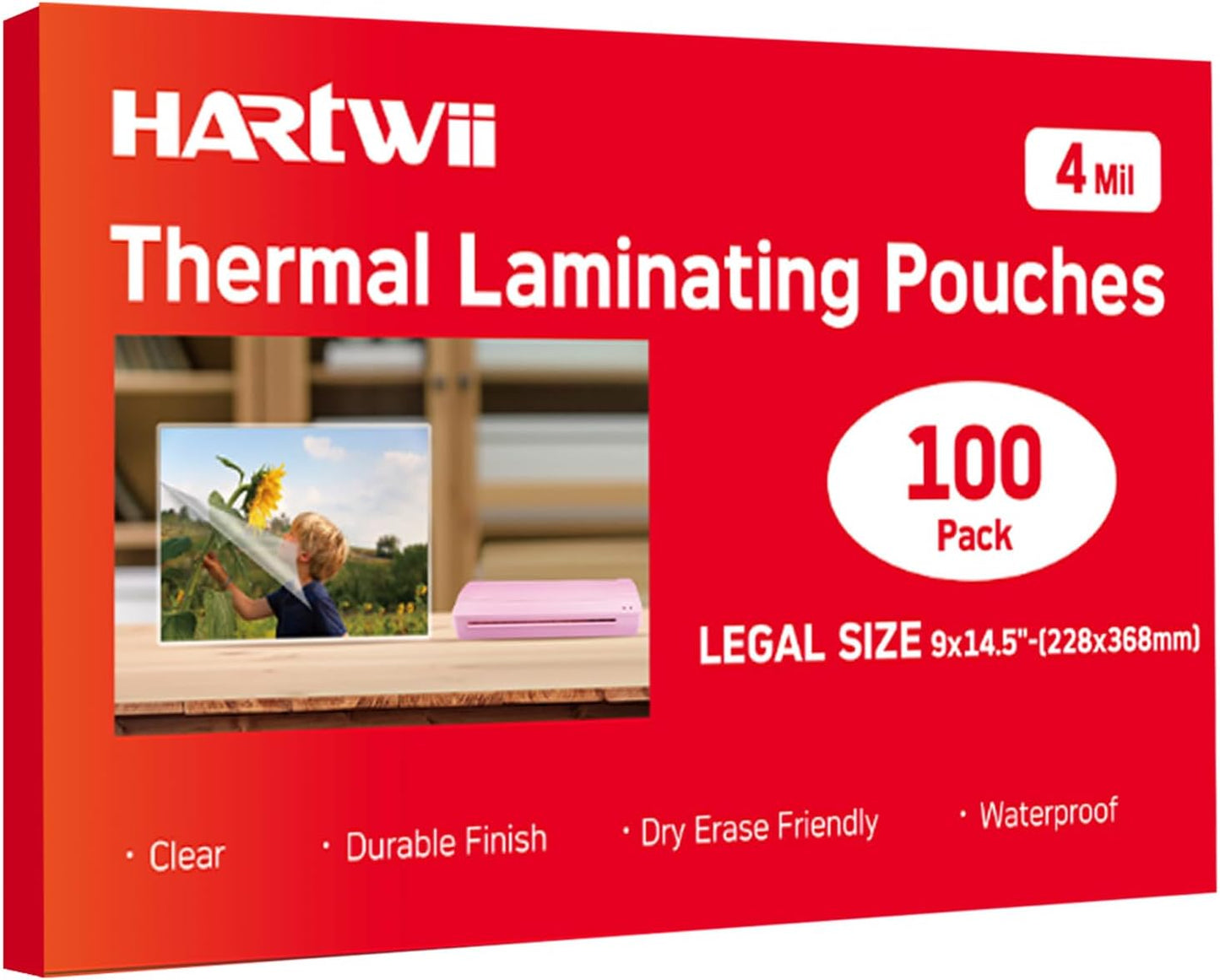 100Pack Legal Size Laminating Sheets 4 Mil Thermal Laminate Pouches for Extra Protection Clear Laminator Sheet, 9x14.5inches