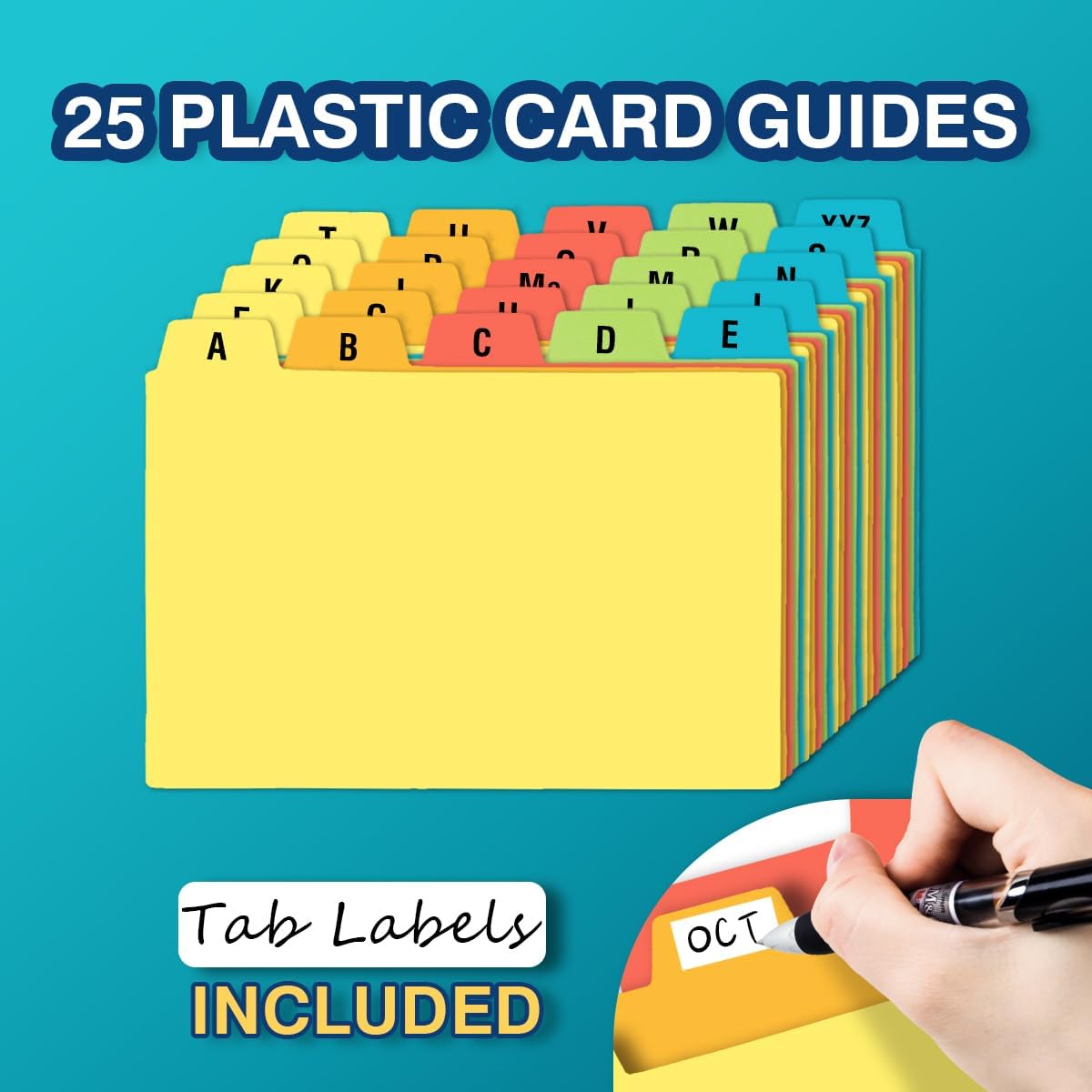 H4D 4x6 Index Card Holder with 100 Heavyweight Ruled Index Cards and 25 Plastic Dividers, Teal