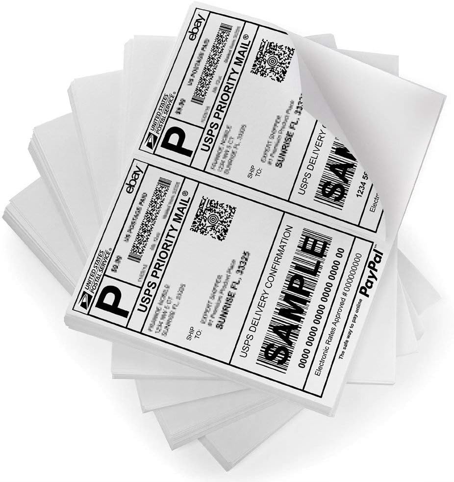 FungLam Shipping Labels with Self Adhesive, for Laser & Inkjet Printers, 8.5 x 5.5 Inches, White, Pack of 1000 Labels