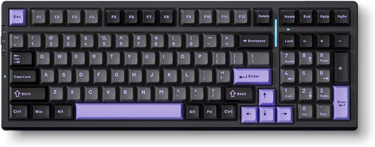 G98 PRO Wireless Mechanical Keyboard, Tri-Mode Connection Gaming Keyboard, Hot Swappable Custom Gasket Structure, Pre-lubed Linear Switches, Double Shot PBT Keycaps RGB LED Backlit Purple&Black