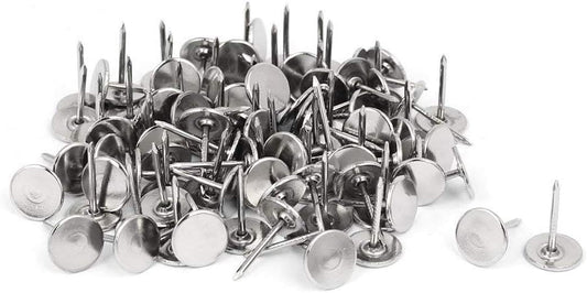 200Pcs Flat Head Upholstery Tacks Home Furniture Decor Tack Upholstery Nails Flat Push Pins Flat Thumb Tacks Silver (11mmx17mm)