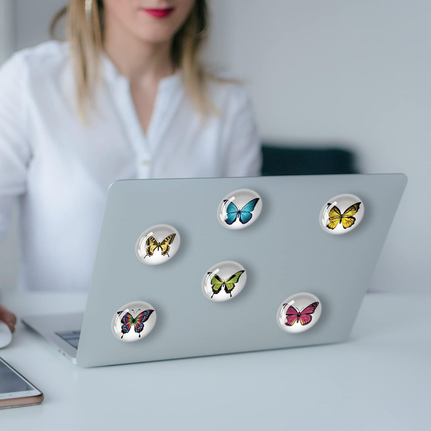 12Pcs Glass Strong Refrigerator Magnet Fridge Sticker,Butterfly Crystal Fridge Magnets Decoration for Crafts,Strong Fridge Magnets for Kitchen, School,Office Whiteboard, Cabinet and Dishwasher