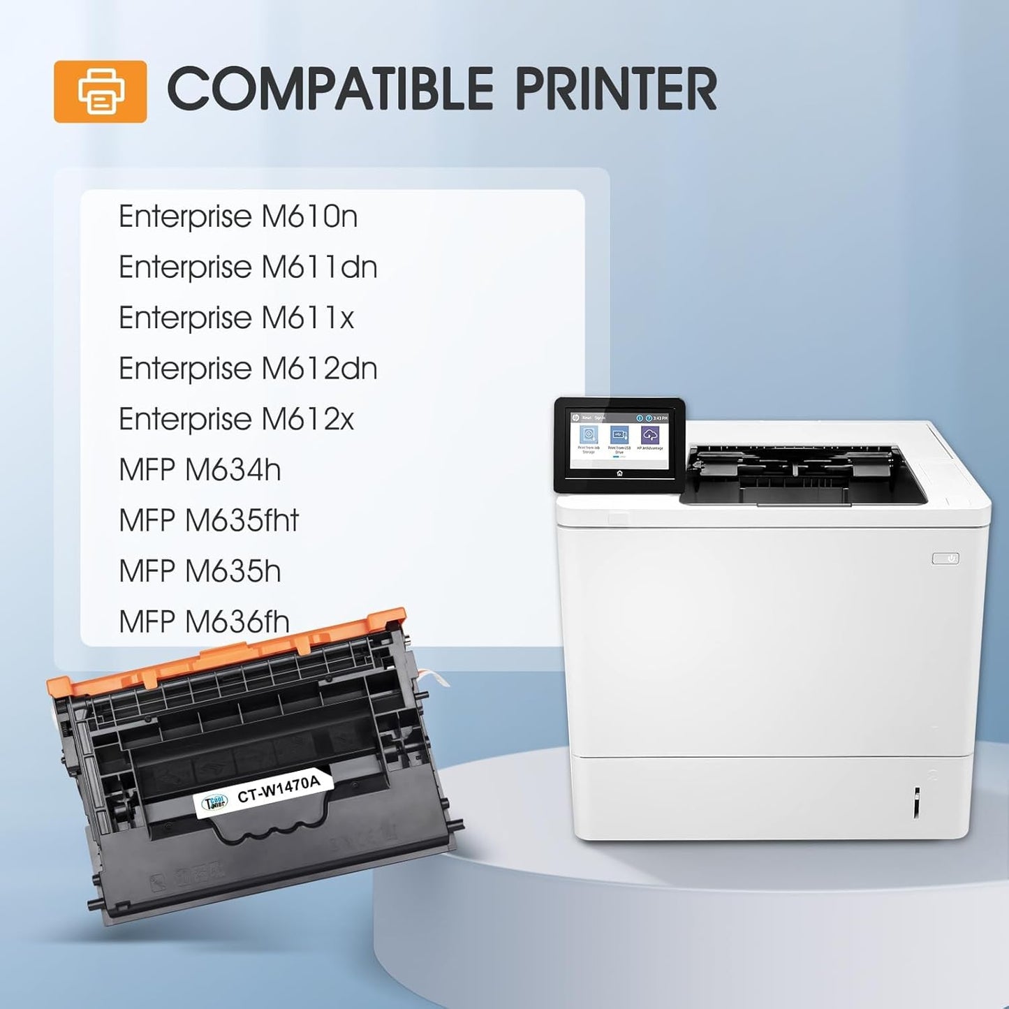 147A Black Toner Cartridge (with Chip) Compatible for HP 147A Toner Cartridge 147X W1470A W1470X for Enterprise M610n M611dn M611x M612dn M612x MFP M634h M635fht M635h M636fh Printer Ink 2-Pack