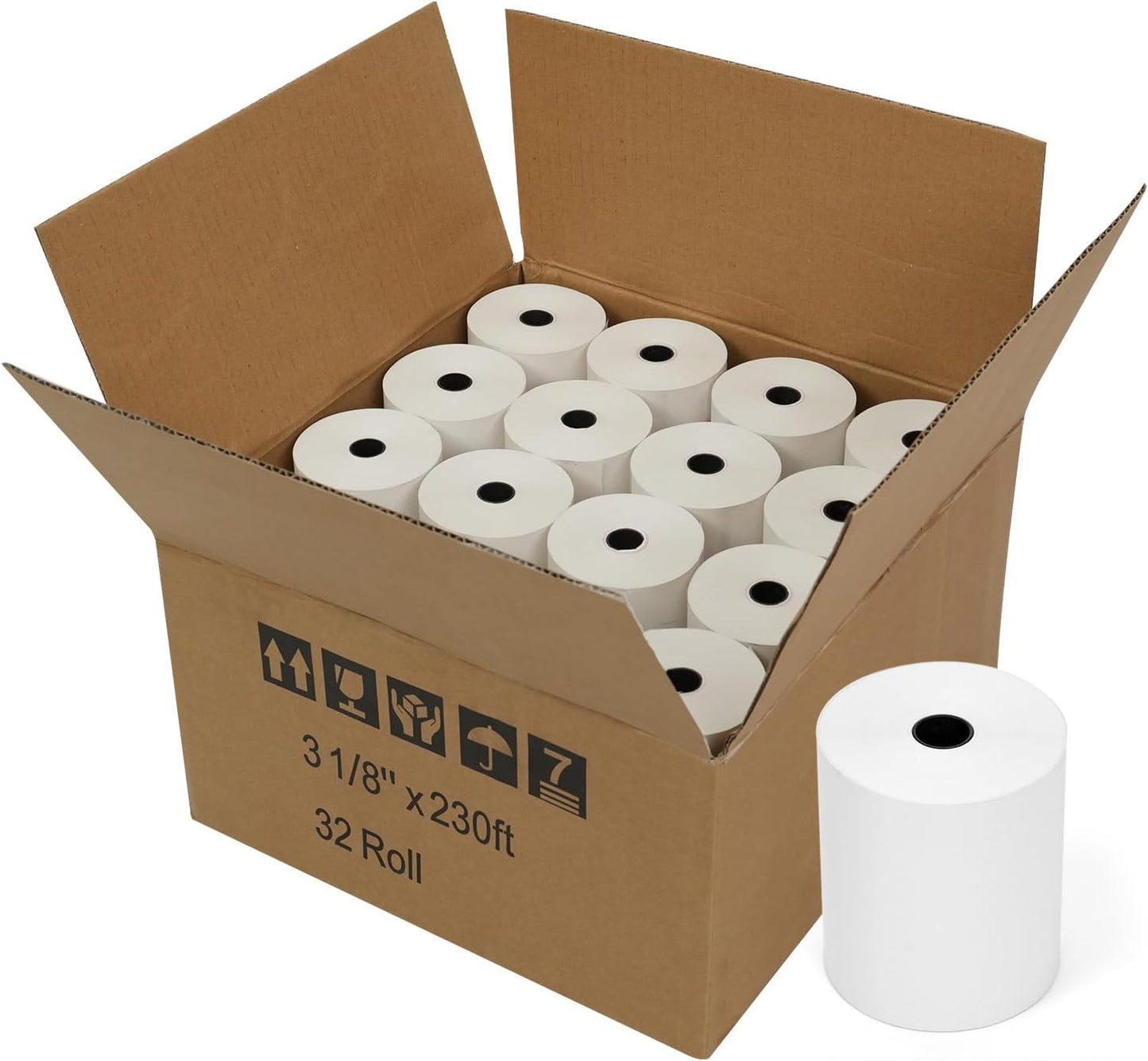 3 1/8" x 230' Premium A Grade POS Thermal Receipt Printer Paper (White-32Rolls)