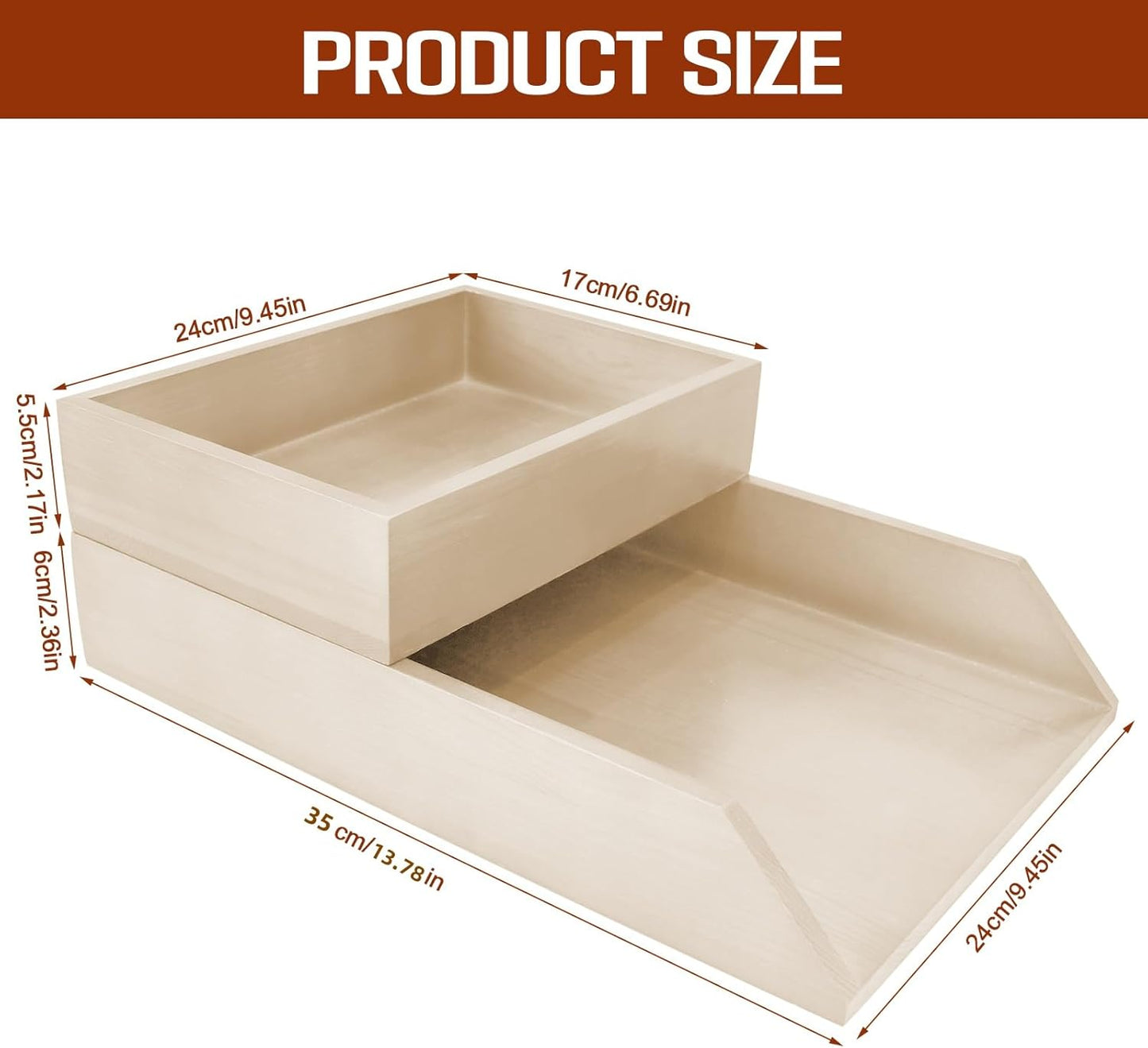 2-Tier Wood Letter Tray Wooden Desk Organizer Letter-Size Tray Magnetic Paper Document File Organizer for Office Supplies Collection Folders Notebooks Desktop Workspace Holder