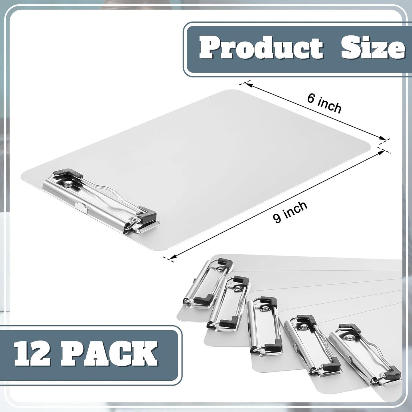 Henoyso 12 Pack A5 School Classroom Clipboard for Teacher Student Bulk Mini Aluminum Clipboard 6×9 inch Small Metal Clip Board with Low Profile Clip & Hanging Hole Memo Size for Medical Construction
