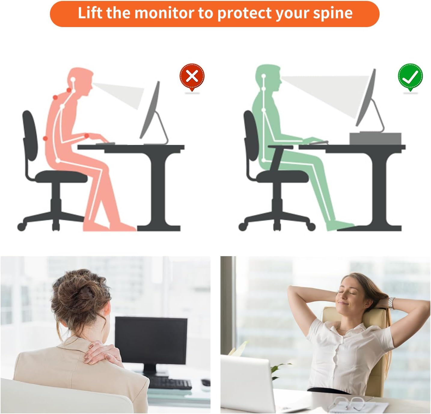 gianotter Desk Organizers and Accessories, Monitor Stand with Drawer and 2 Pen Holder, Desktop Organizer Suitable for Offices and Dormitories (Rose Gold)