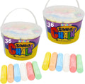 72 Jumbo Sidewalk Chalk, Jumbo chalk great for outdoor art, Sidewalk Chalk for Kids, 6 Assorted Neon Colored Chalk, Perfect For Party Favors, 4" Inches (2-Buckets, 72 Jumbo Chalk Sticks)
