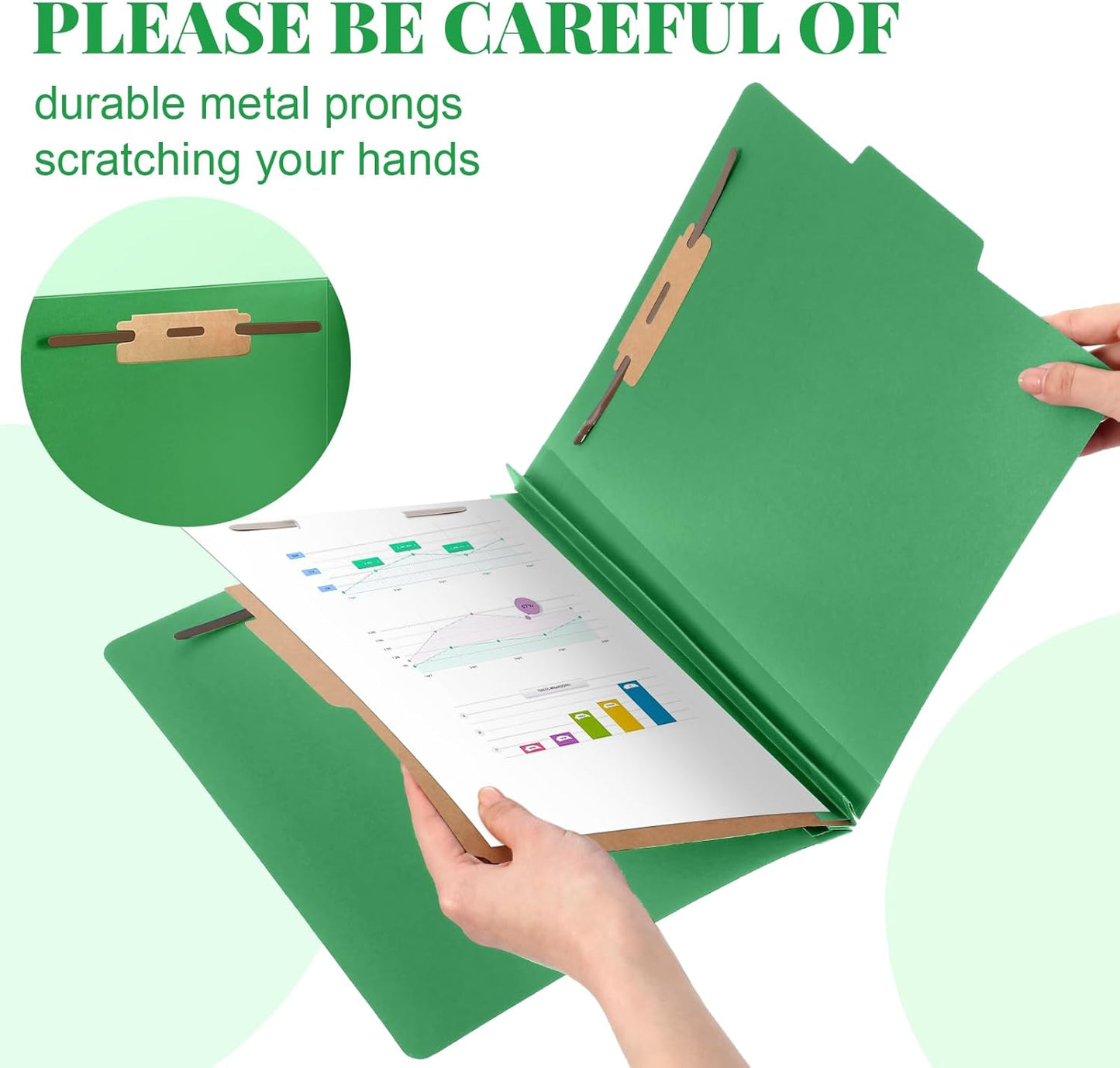 24 Pcs Classification Folders Letter Size, 1 Divider Pressboard File Folder with Fasteners, Expanding File Organizer Bulk for Teachers, Clergy, Office, Church, Christmas Donations (Green)