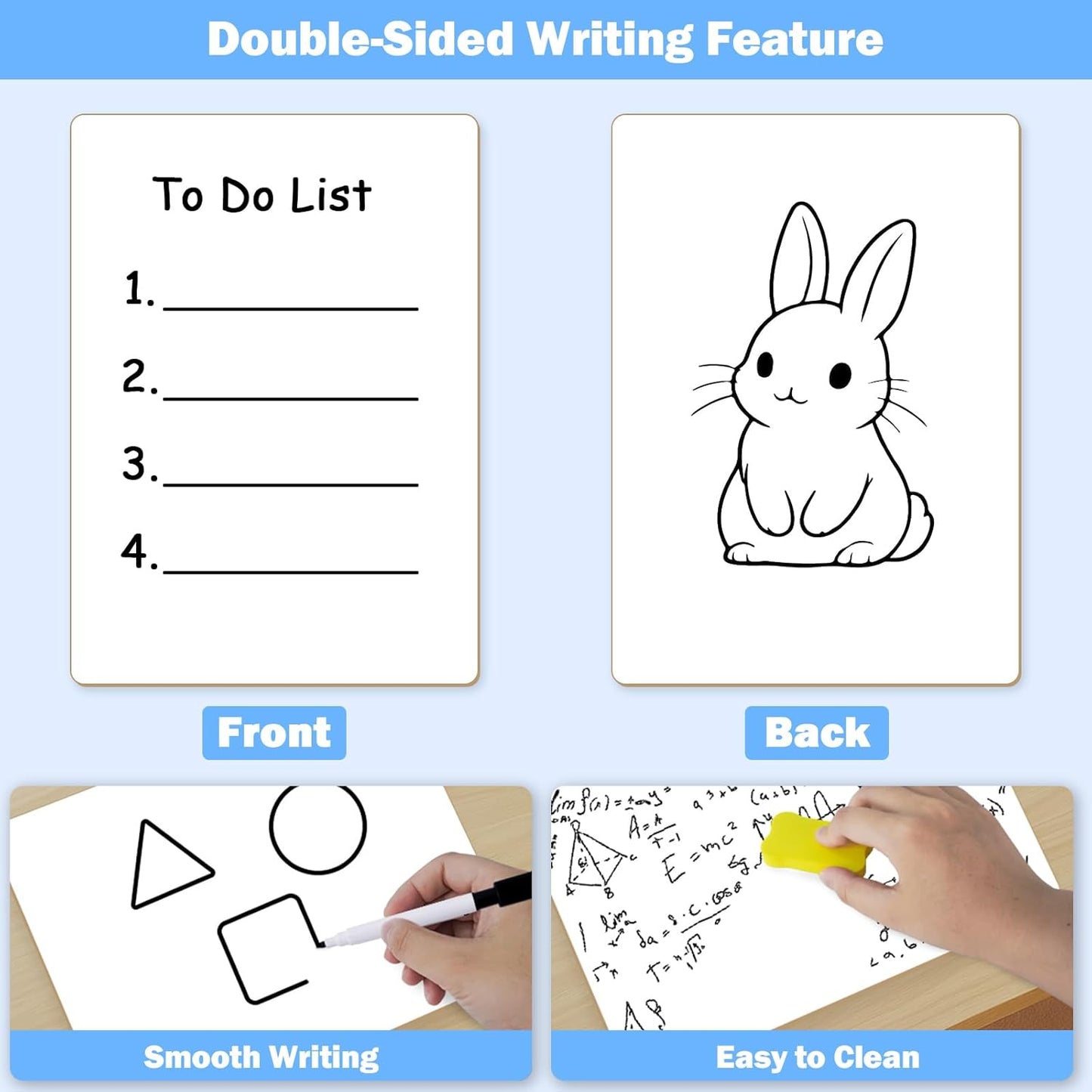 25 Pack Dry Erase Boards 9'' x 12'' Mini Double-Sided Whiteboards Safe Rounded Edges, Includes 25 Erasers, Markers, Rulers & 50 Clips, Perfect for Students, Teachers, School & Office Use