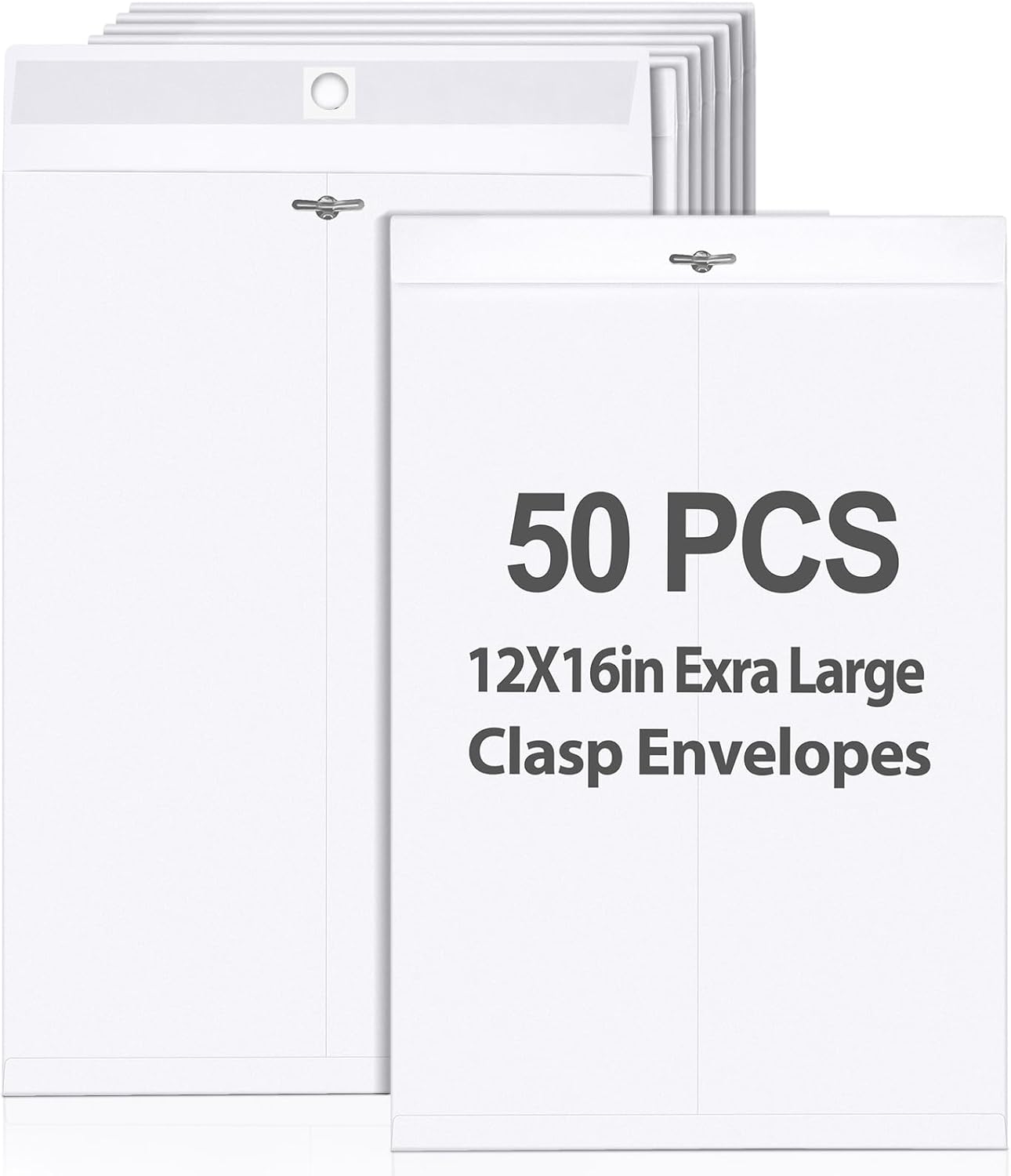 Geyee 50 Pcs 12 x 16 Inch White Manilla Clasp Envelopes Letter Size Mailing Envelopes with Clasp Closure for Filing Storing Documents Office Home Business School