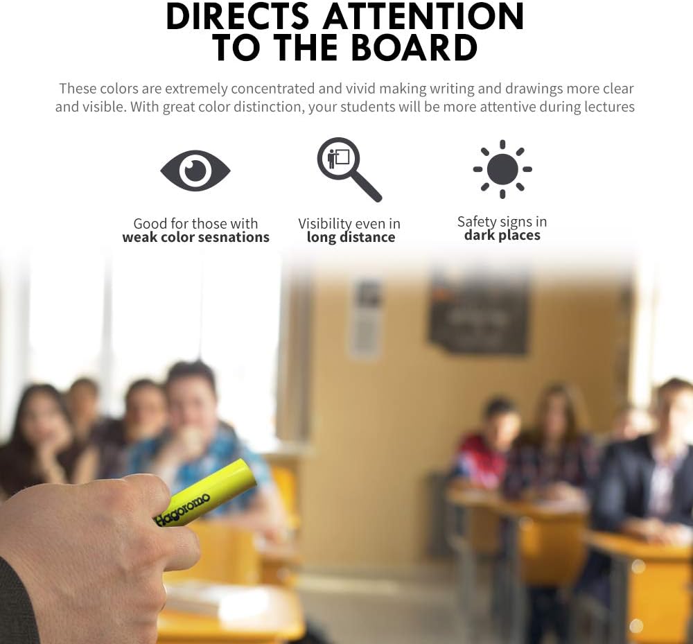 Hagoromo Fulltouch Luminous Chalk 1 Box, Non-Toxic, Dustless [72 Pcs/Yellow Green]