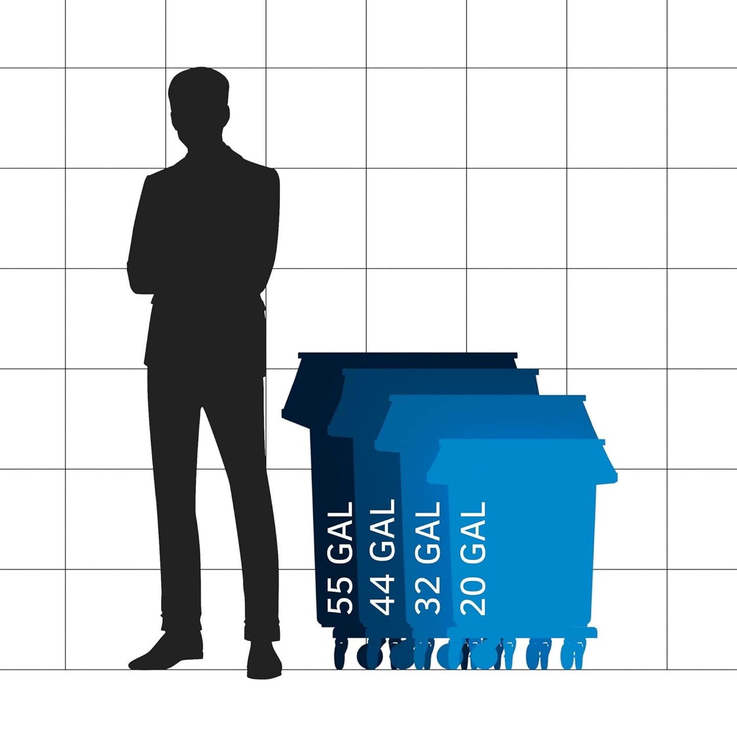 20 Gallon Gray Round Commercial Trash Can with Lid and Dolly