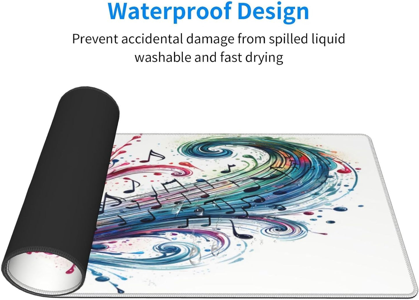 Gaming Mouse Pad, Large Non-Slip Rubber Base Mousepad, Keyboard Mouse Mat, Desk Pad with Stitched Edges, 31.5x11.8inch, Musical Note