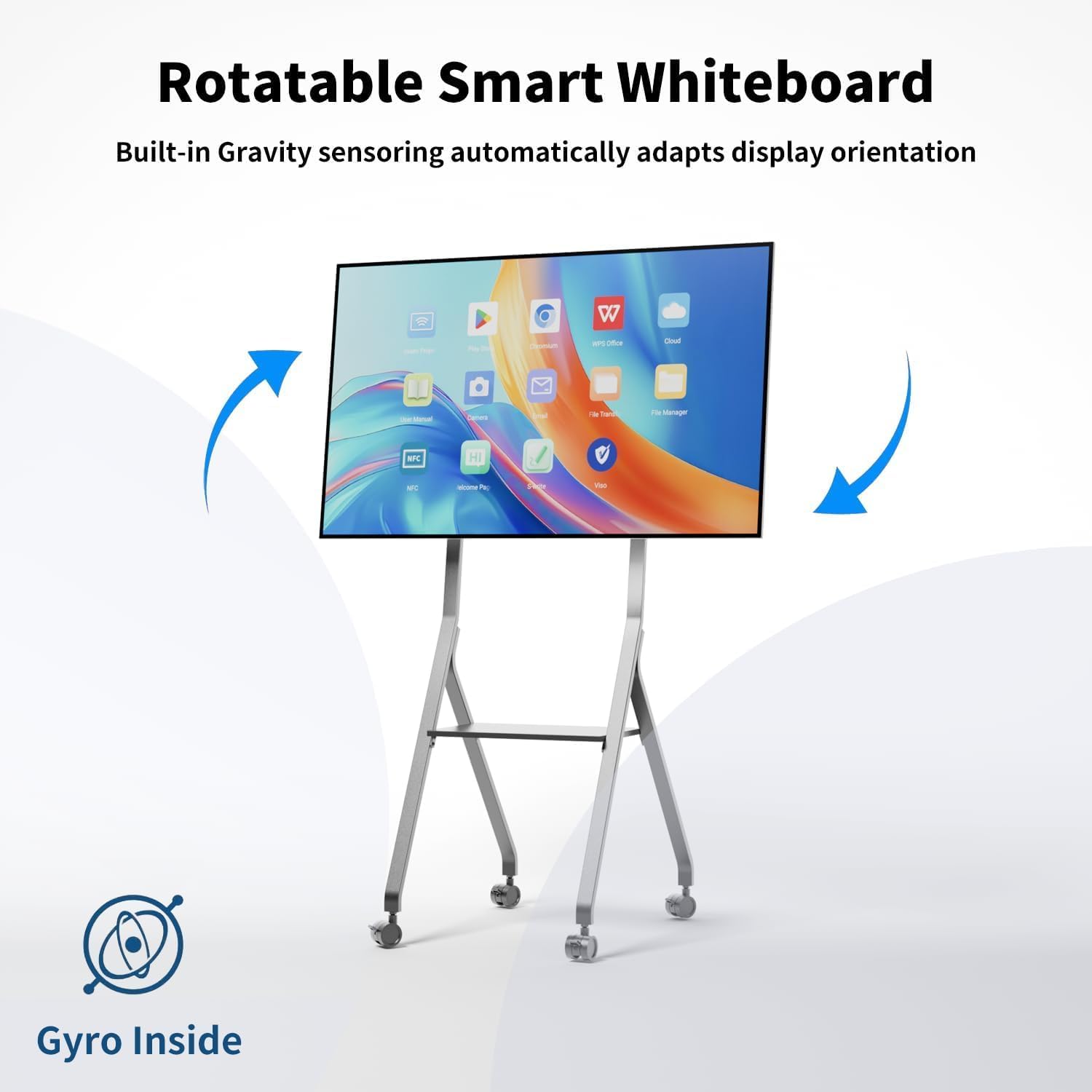 TIBURN FLIP HUB 55" S2 Android 13.0 4K UHD Rotating Smart Board | Digital whiteboard, Ideal for Hybrid Work, Interative Conference and Classroom Electronic Presentation Board with Flip Mobile Stand