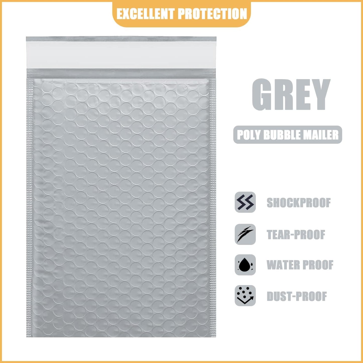 12.5in x 18in Bubble Mailer, Gray Poly Mailer, Padded Envelope, Shipping Envelope, Waterproof, Self-Sealing, For Small Business, Shipping, Mailing, Boutique Packaging(10PCS)