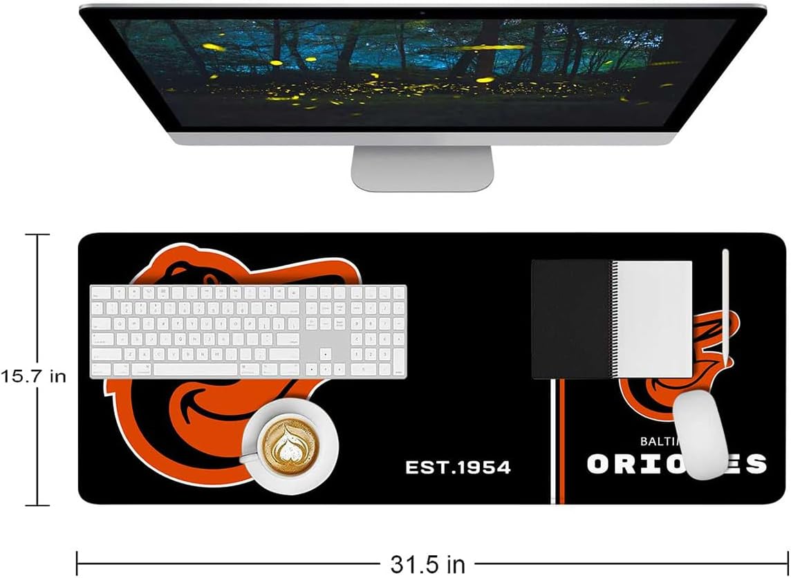 Generic Baseball Mouse Pad Extended Large Gaming Desk Pad 31.5 x 11.8 Inch, XL Mousepad Topographic Mouse Pad with Anti-Slip Rubber Base for Baltimore Home Office