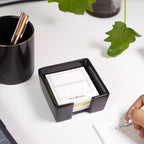 Ceramic Sticky Note Holder, 3 x 3" Sticky Note Dispenser, Notepad Holder for Desk, Office Essentials Organizer (Black)