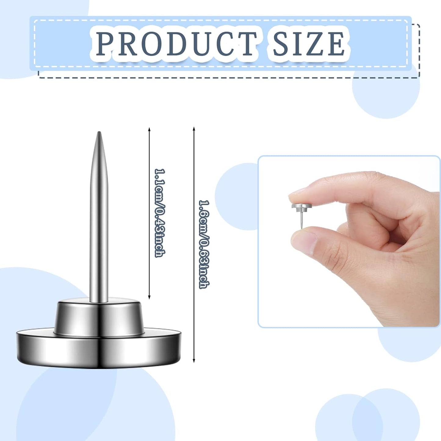 30 Pieces Push Pins, Metal Thumb Tacks for Picture Photo Hanging, Wall Pins for Board Posters Bulletin Maps, Wall Tack for Office Home Decorative