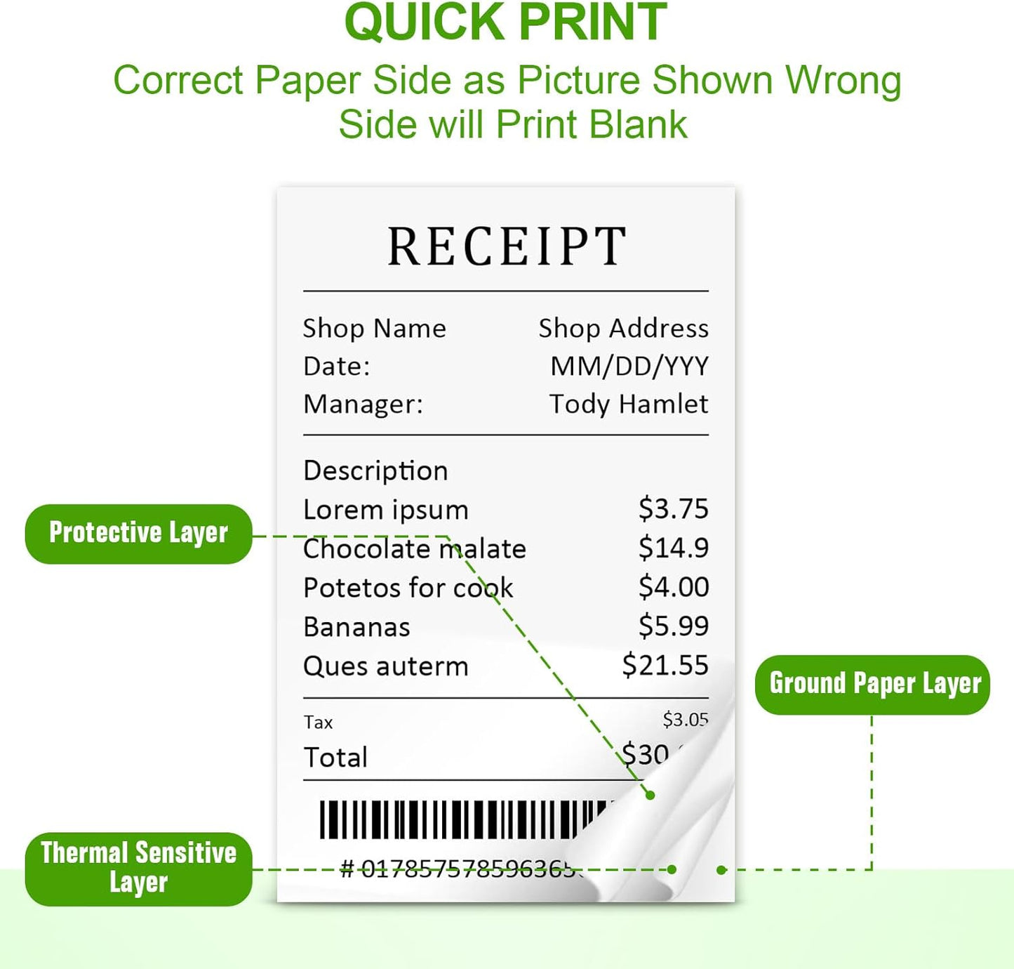 (100 Rolls) 2 1/4 x 85 Thermal Receipt Paper, White BPA-Free, Compatible with POS, Credit Card Terminals and Most Register Machines