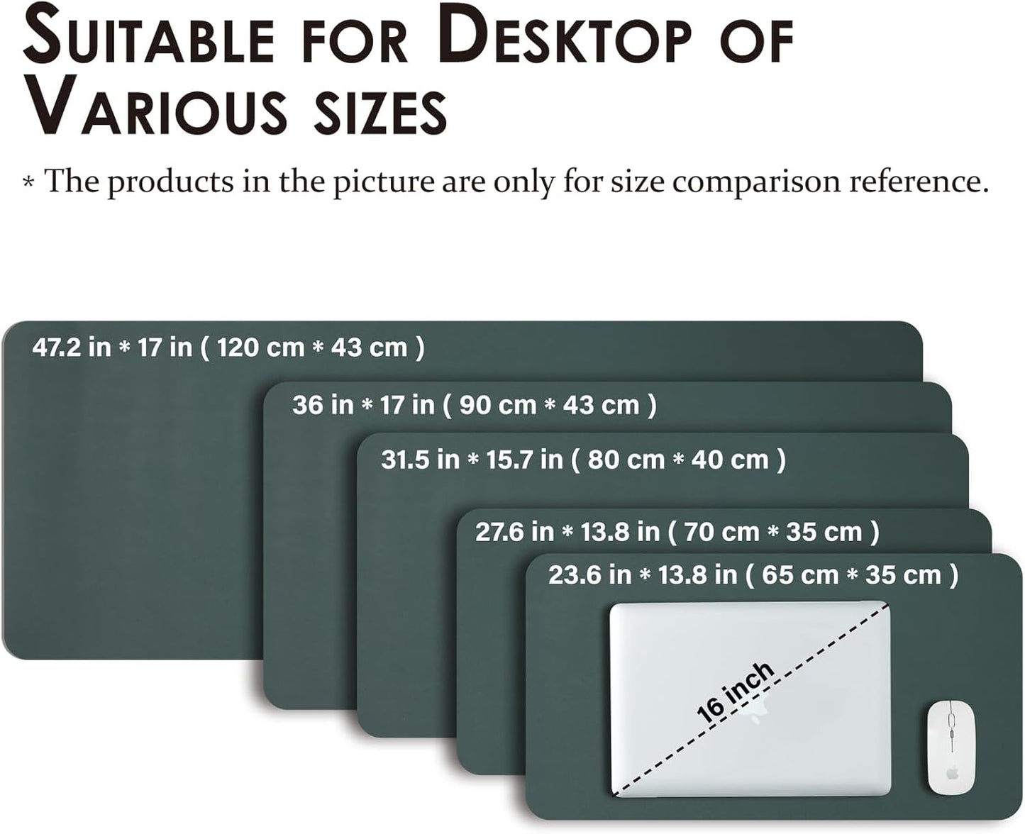 HOMIEAZICOZI Leather Desk Mat - Non-Slip PU Pad for Office and Home Organization Accessories Ideal Large Mouse Mats on Top of Desks (Dark Green,36''x 17'') (DPD-DG-L)