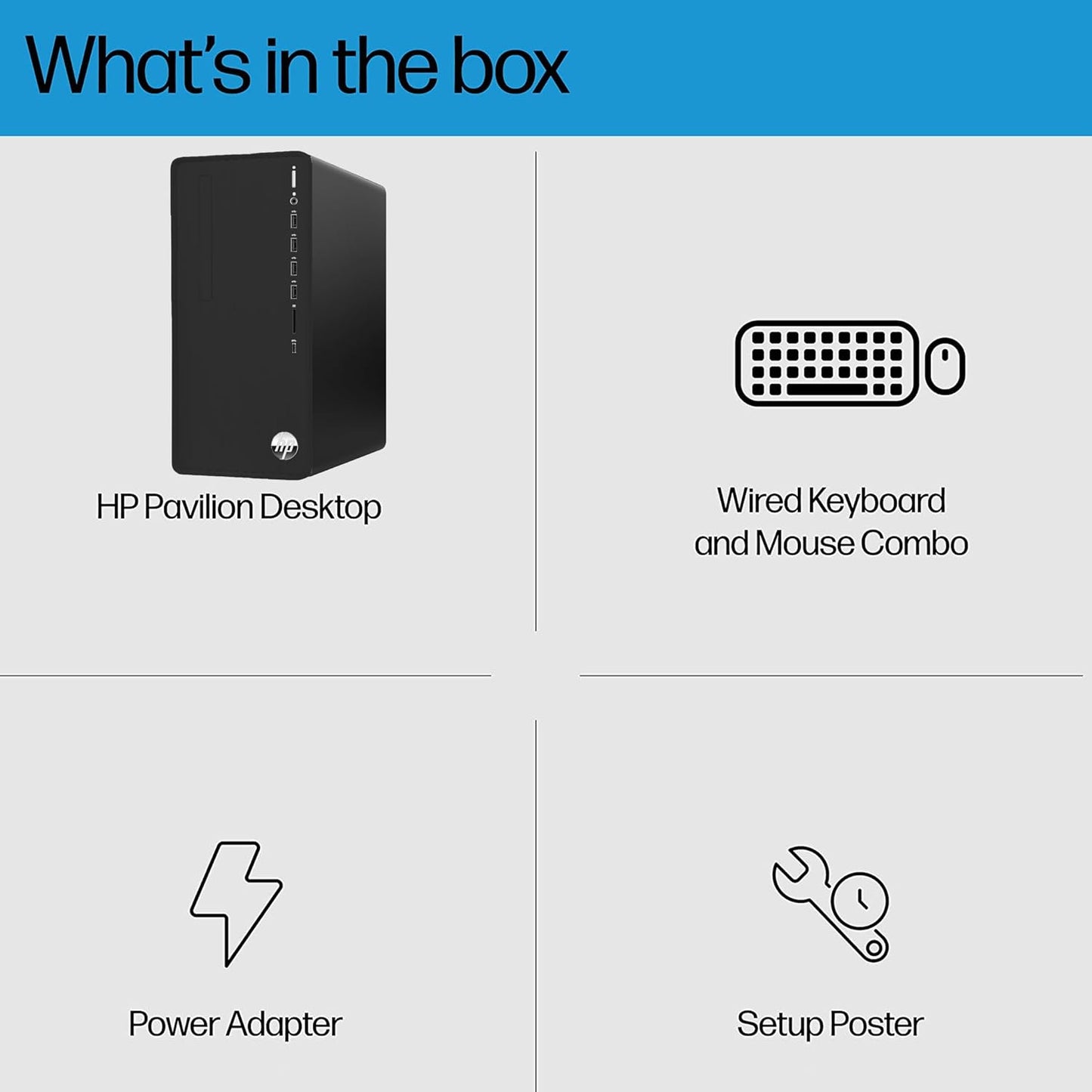 HP Pavilion Tower Desktop Computer, Intel 8-Core i7-10700F up to 4.8GHz, 16GB DDR4 RAM, 1TB PCIe SSD, GeForce GT 610 2GB, WiFi 6, Bluetooth, RJ-45, Type-C, KB & Mouse, Black, Windows 11 Pro, Tichang