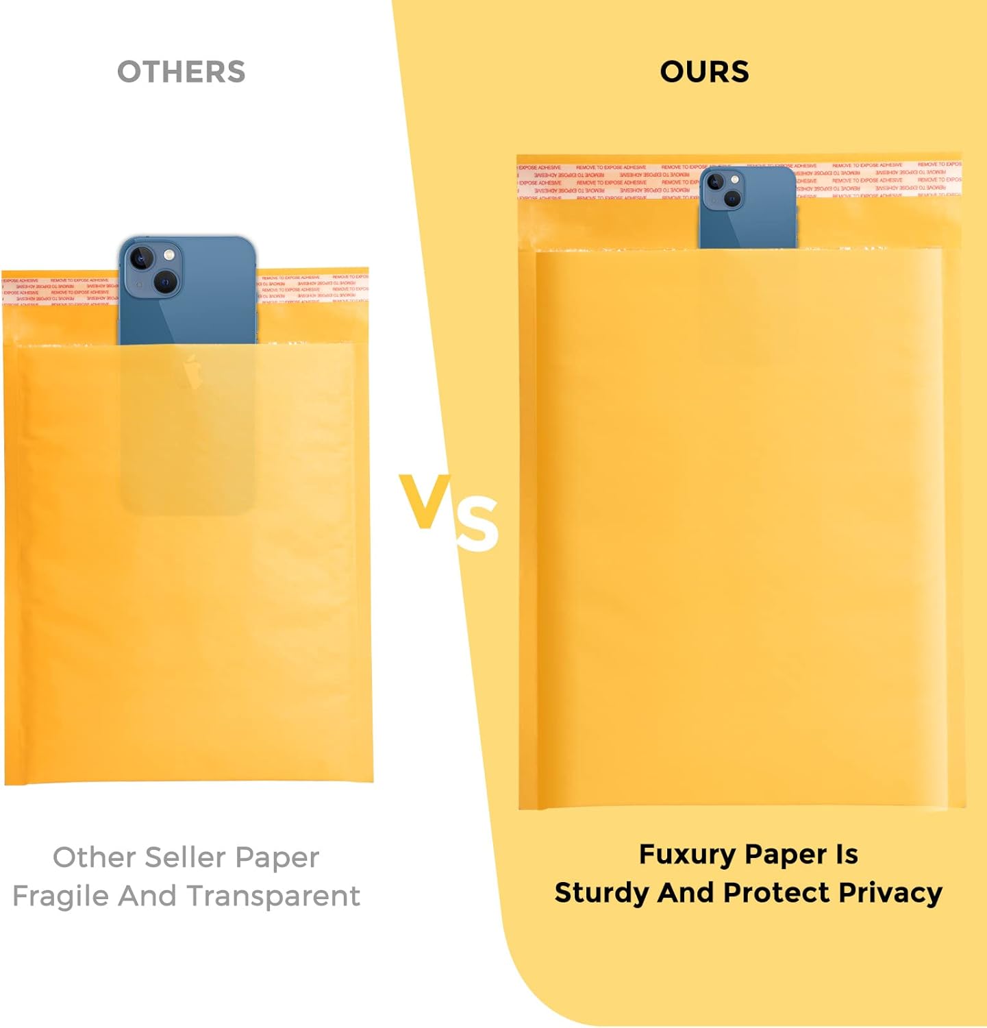 Fuxury Kraft Bubble Mailer 10.5X16 Inch 25 Pack,Strong Adhesion Padded Envelopes,Usable Size 10.5X15", Self Seal Bubble Envelopes,Waterproof Padded Mailers Packaging for Small Business,#5 Yellow